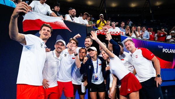Poland team photo post Semifinal win at UC 2026